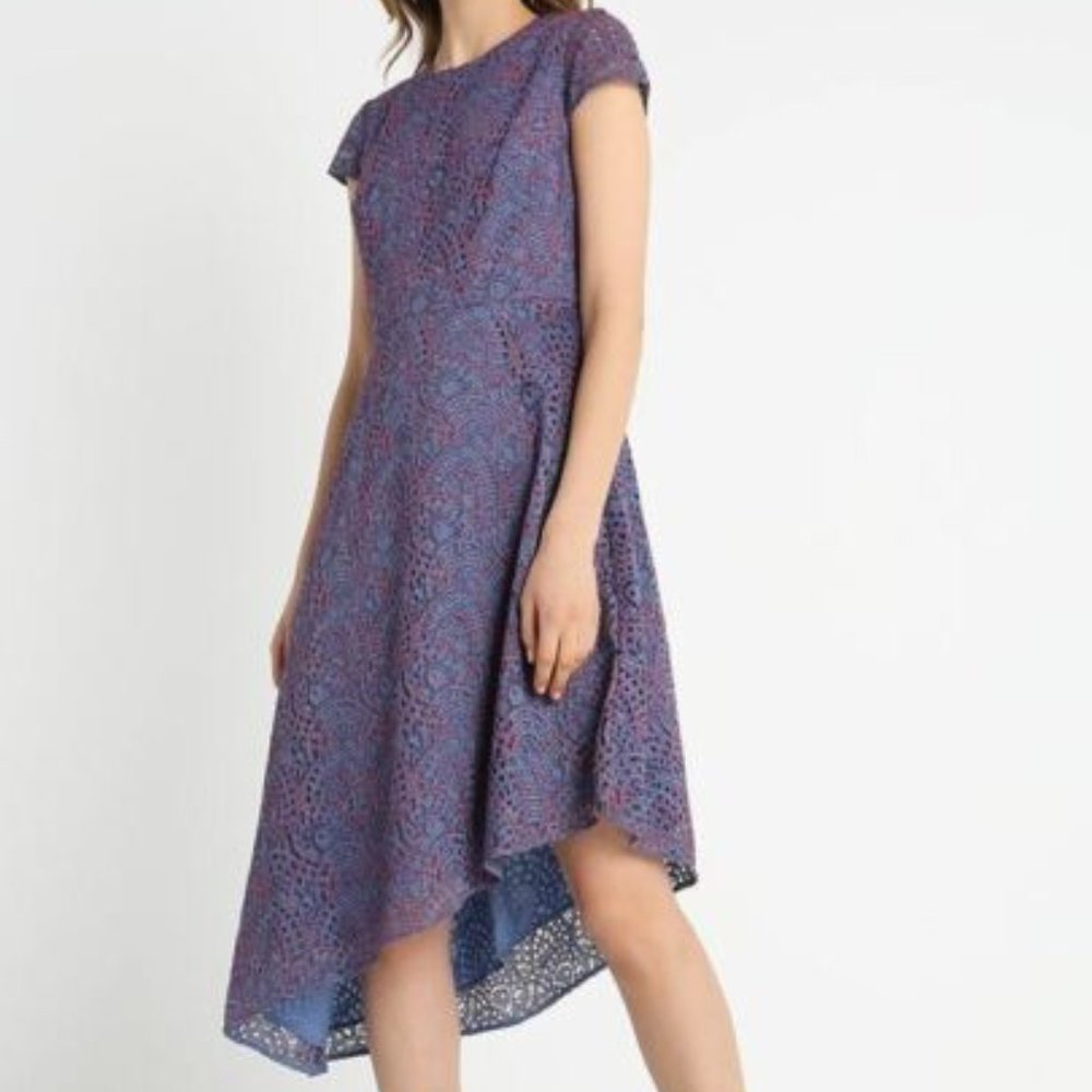Banana Republic Asymmetrical Hem Lace Midi Dress